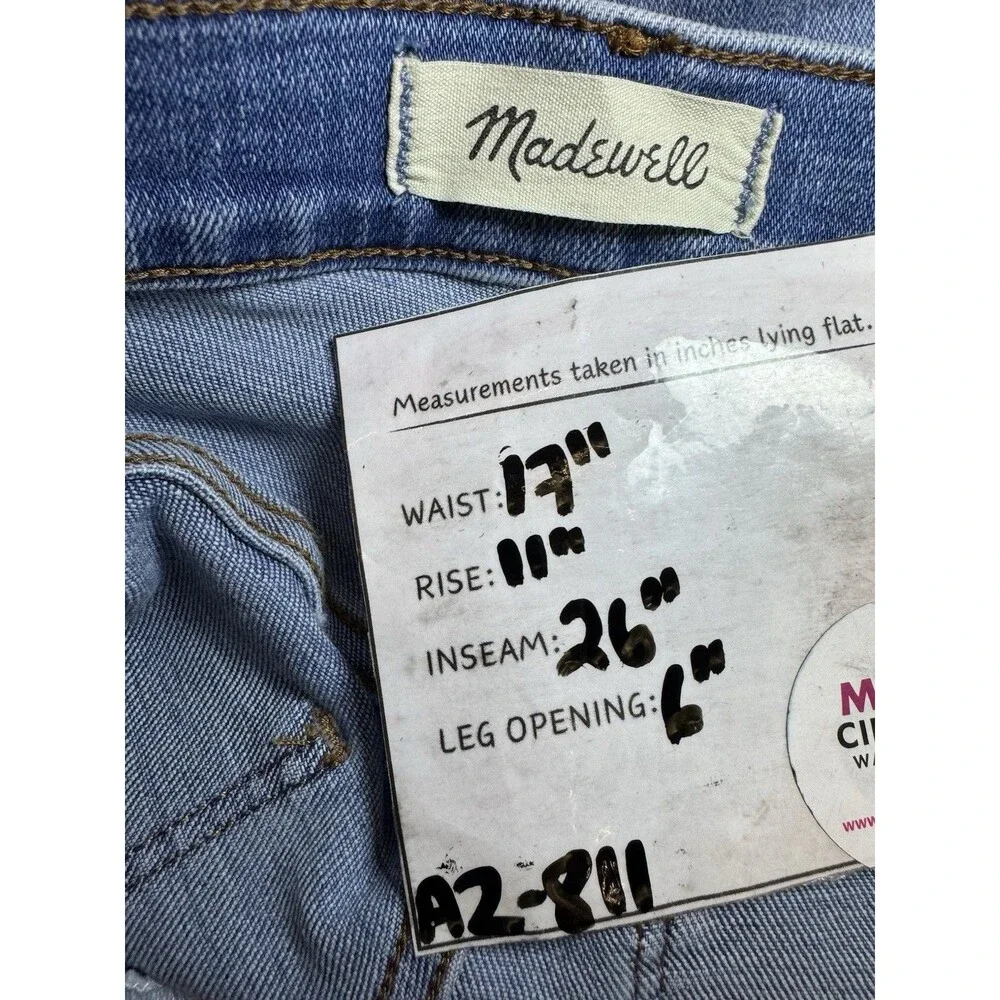 Madewell Women’s MID Rise Stovepipe Blue Jeans Size 31 Light Wash